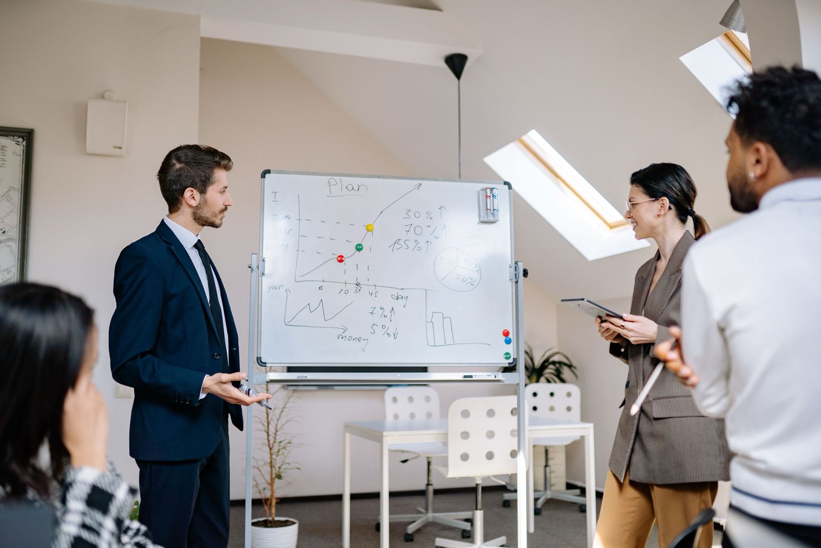 Colorful sticky notes on a glass wall for strategy planning